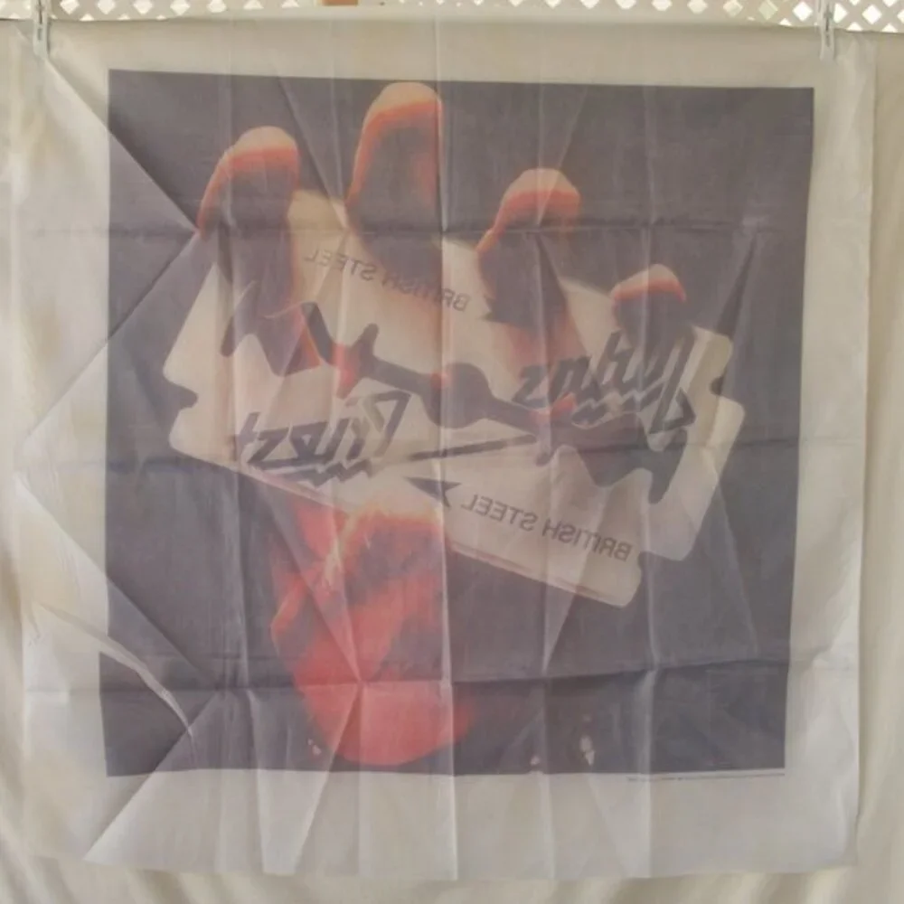 JUDAS PRIEST Banner/Flag, British Steel 1982 White, Square, Record cover